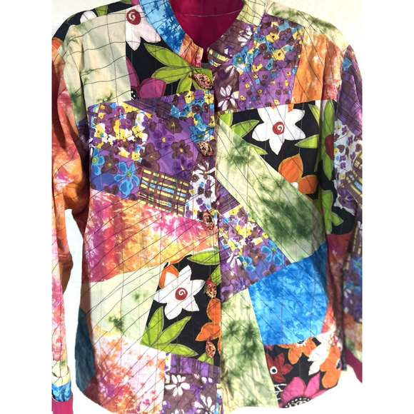 Vintage‎ Life Style Quilted Boho Artsy Patchwork Jacket Size M - Picture 3 of 7